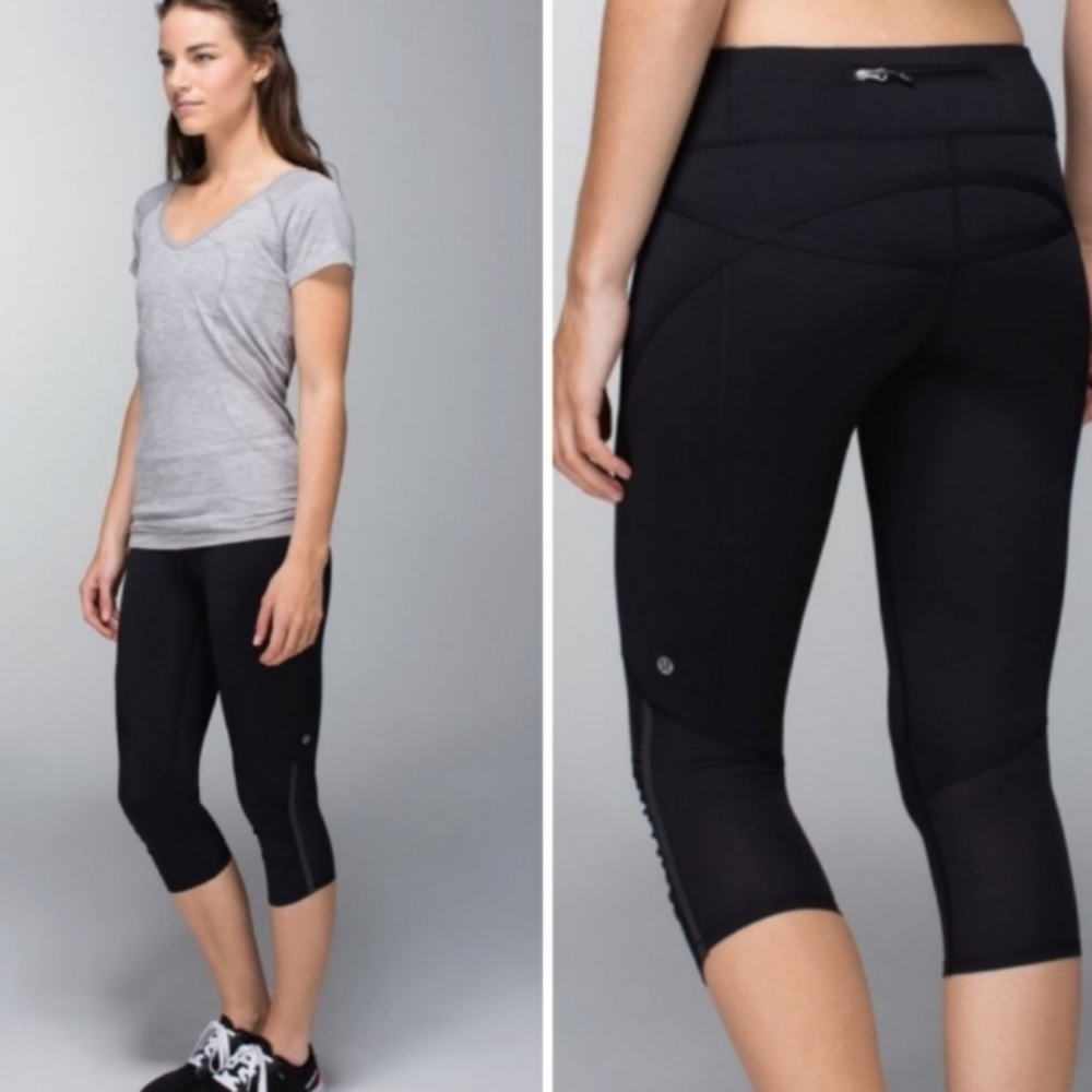 Lululemon Run Pace Crop leggings pants  Size 6 Black Jogging Running Yoga tight